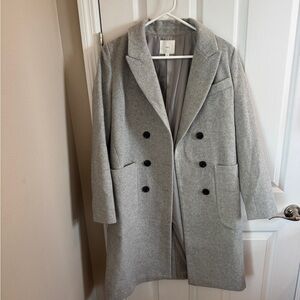 Gray Double-Breasted Women's Coat